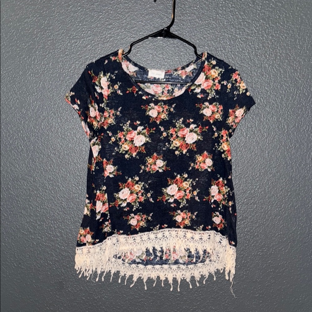 Floral Lace Hem Top